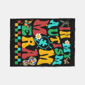 私の自閉症ママ時代Groovyパズルピースレトロマザー フリースブランケット (正面(横))