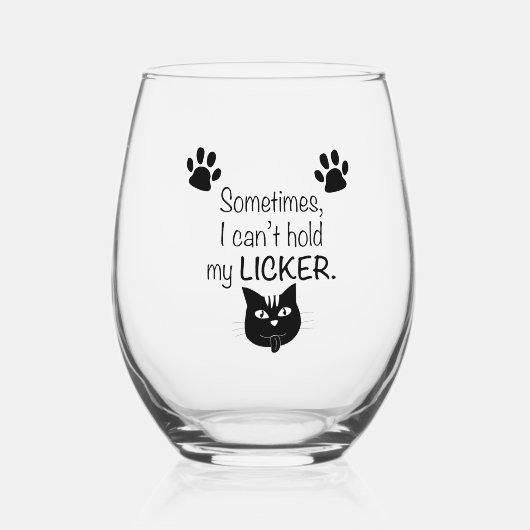私の舐め猫を保持できないパニー猫ことわざ ステムなしワイングラス (正面)