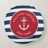 私の船は枕の周りの私の幸せ航海のな場所だ ラウンドクッション (裏面)