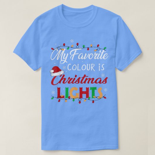 私の色お気に入りのはクリスマスライトのおもしろいクリスマス Tシャツ (デザイン正面)