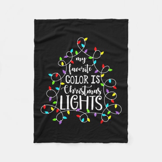 私の色お気に入りのはクリスマスライトのおもしろいクリスマスF フリースブランケット (正面)
