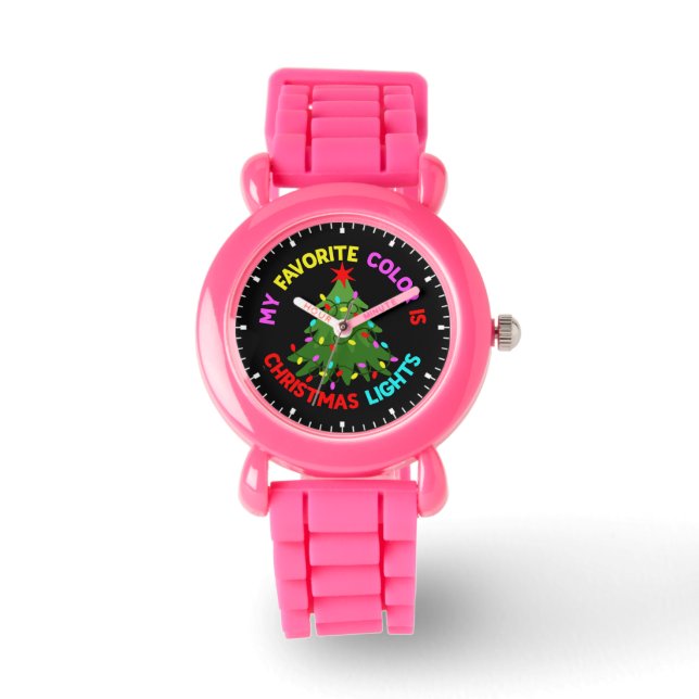 私の色お気に入りのはクリスマスライトクリスマスツリー 腕時計 (正面)