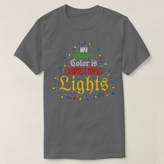 私の色お気に入りのはクリスマスライトクリスマスツリー Tシャツ (デザイン正面)