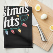 私の色お気に入りのはクリスマスライトクリスマス休日 キッチンタオル (四つ折り)