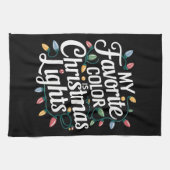 私の色お気に入りのはクリスマスライトクリスマス休日 キッチンタオル (横)