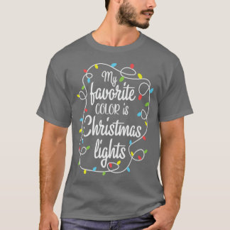 私の色お気に入りのはクリスマスライトティーXmおもしろい Tシャツ