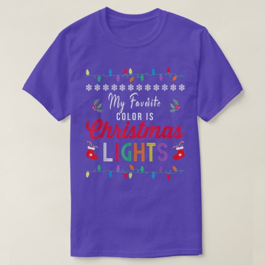私の色お気に入りのはクリスマスライトティーXmおもしろい Tシャツ (デザイン正面)