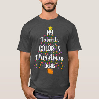 私の色お気に入りのはクリスマスライトティーXmおもしろい Tシャツ