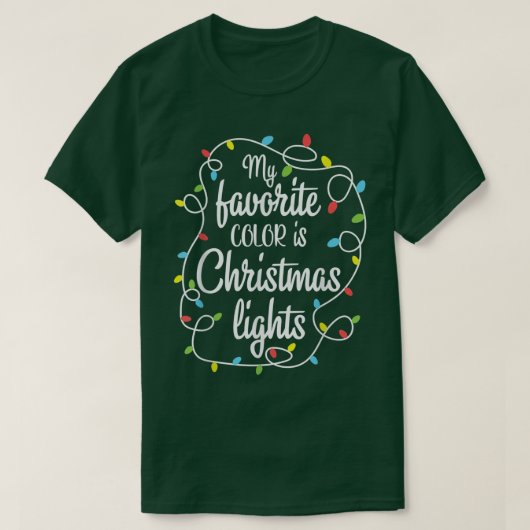 私の色お気に入りのはクリスマスライトティーXmおもしろい Tシャツ (デザイン正面)