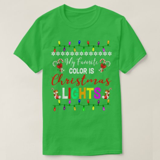 私の色お気に入りのはクリスマスライトティーXmおもしろい Tシャツ (デザイン正面)