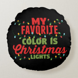 私の色お気に入りのはクリスマスライト ラウンドクッション