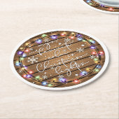 私の色お気に入りのはクリスマスライト ラウンドペーパーコースター (アングル)