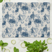 私の花のバンニー – Toile de Jouy Taoil キッチンタオル (折り畳み)