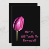 私の花のピンクのチューリップ結婚になってくれないか？ 招待状 (正面/裏面)