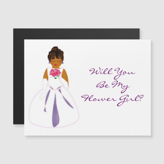 「私の花の女の子になってくれるか」カスタマイズ可能 マグネット招待状 (正面/裏面)