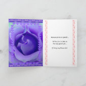 私の花の女の子になるの？ピンクと紫のドレス 招待状 (内部)