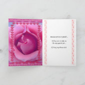 私の花の女の子になるの？青とピンクのドレス 招待状 (内部)