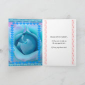 私の花の女の子になるの？青と紫のドレス 招待状 (内部)