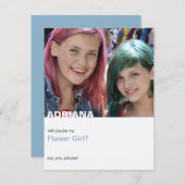 私の花の女の子になるシンプルのモダン写真 招待状 (正面/裏面)