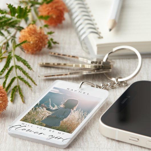 私の花の女の子になるフォトシックなミニマリスト キーホルダー (正面右)