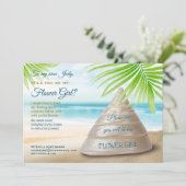 私の花の女の子のビーチ結婚式シーシェル 招待状 (スタンド正面)