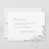 私の花の女の子の埃っぽい青いフローラ 招待状 (裏面)