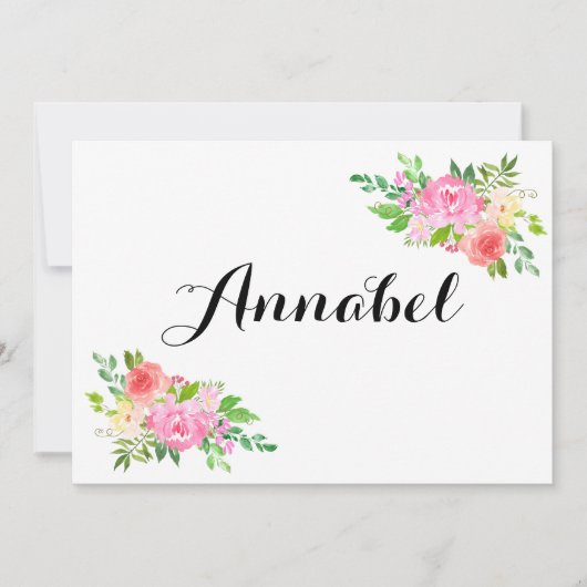 私の花の女の子の提案で水彩色を 招待状 (正面)