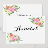 私の花の女の子の提案で水彩色を 招待状 (正面/裏面)