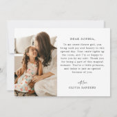 私の花の女の子の結婚式の日にミニマルなシック サンキューカード (裏面)