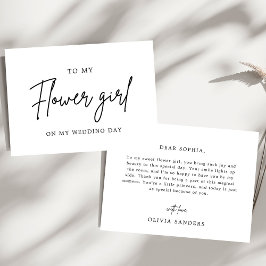 私の花の女の子の結婚式の日にミニマルなシック サンキューカード