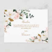 私の花の女の子の赤面ピンクのフローラ金ゴールド ポストカード (裏面)