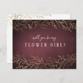 私の花の女の子の金ゴールドブルゴーニュ植物学 招待状 (正面/裏面)
