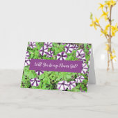 私の花の女の子パープルペチュニア カード (黄色い花)