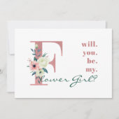 私の花の女の子ピンクのフローラ 招待状 (正面)