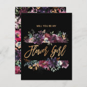 私の花の女の子ブルゴーニュ・マルサラか インビテーションポストカード (正面/裏面)