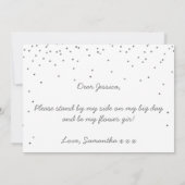 私の花の女の子ヴィンテージシルバー紙吹雪 招待状 (裏面)