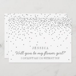 私の花の女の子ヴィンテージシルバー紙吹雪 招待状