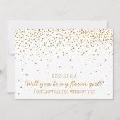 私の花の女の子ヴィンテージ金ゴールド紙吹雪 招待状 (正面)