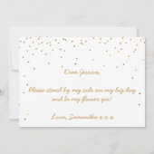 私の花の女の子ヴィンテージ金ゴールド紙吹雪 招待状 (裏面)