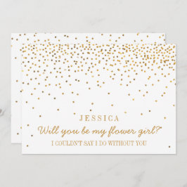 私の花の女の子ヴィンテージ金ゴールド紙吹雪 招待状
