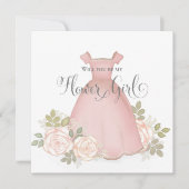 私の花ガールウォーター色の赤面 かわいらし カード (正面)