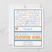 私の花娘になれる?ネービー·ブルー/オレンジ·ポエム 招待状 (正面)