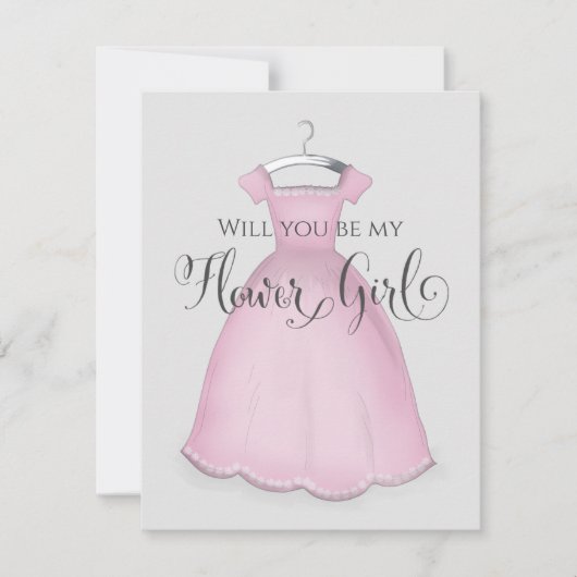 私の花娘のピンク結婚のドレス可愛い カード (正面)
