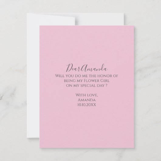 私の花娘のピンク結婚のドレス可愛い カード (裏面)