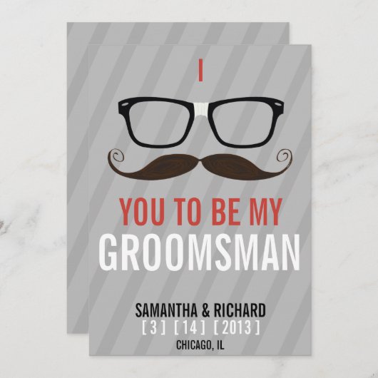 私の花婿の付添人のギークガラスの招待です 招待状 (正面/裏面)