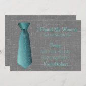 私の花婿の付添人のティール（緑がかった色）及び夜会服です 招待状 (正面/裏面)