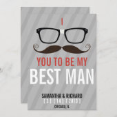 私の花婿介添人ギーク眼鏡招待状 招待状 (正面/裏面)