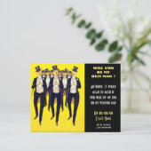 私の花婿介添人パーソナライズされたで、groomsmen インビテーションポストカード (スタンド正面)