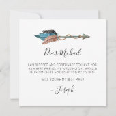 私の花婿介添人ボホ素朴の羽か 招待状 (裏面)