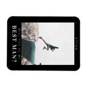 私の花婿介添人ミニマル写真ダーク マグネット (横)